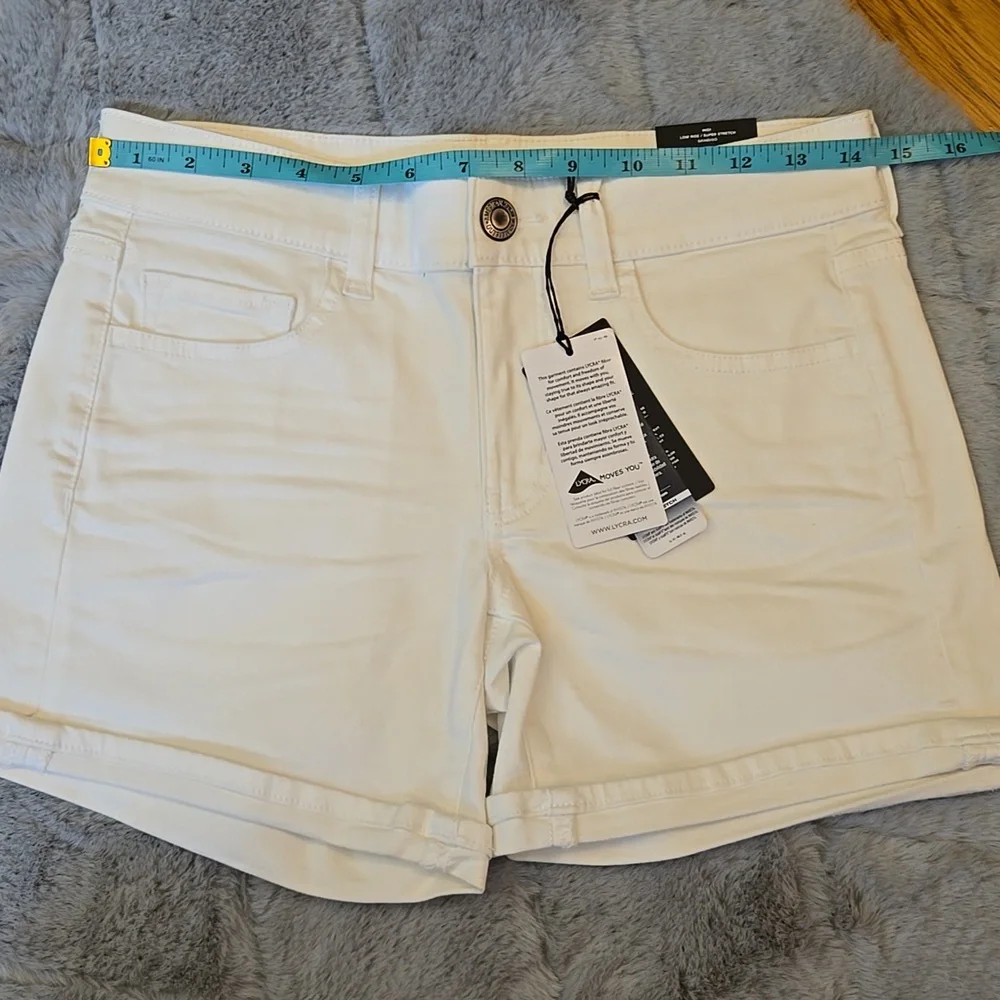American Eagle Outfitters White Midi Twill Shorts, Womens 6, New With Tags